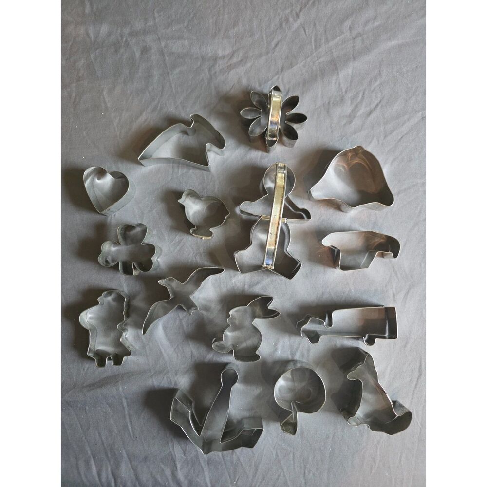 Vintage Metal Cookie Cutters Lot - Assorted Shapes Holiday Baking Crafting